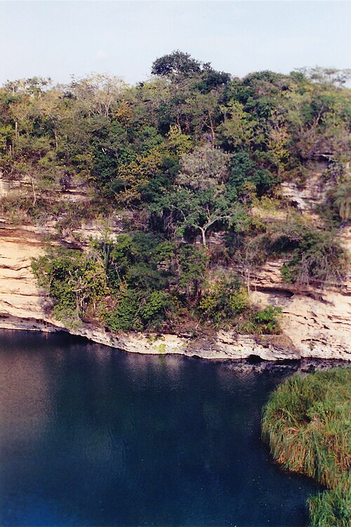 El Zacatón with free floating grass island (lower right), Municipality of Aldama, Tamaulipas, Mexico