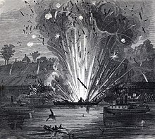 Explosion of the Powder Barges Hendricks and General Meade at City Point, VA, August 9 Explosion of the Powder Barges Hendricks and General Meade at City Point, VA, August 8. LCCN97518843 (cropped).jpg