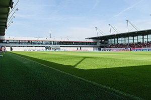 Das Stadion des FC Bayern Campus im Mai 2018