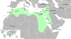 Map of the Fatimid Caliphate during the reign of Al-Mu'izz li-Din Allah