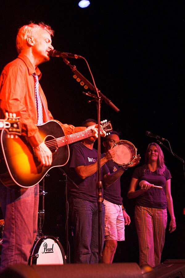 The band playing acoustic in July 2009