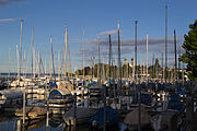 English: West marina of Friedrichshafen in the early morning. Deutsch: Westlicher Yachthafen in Friedrichshafen am frühen Morgen.