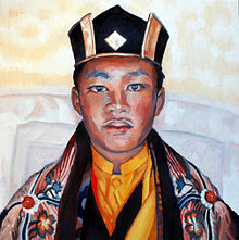 "Gyalwa Karmapa" (Ogyen Trinley Dorje), by painter Claude-Max Lochu, exhibition for the project of Temple for Peace, 2008 GYALWA KARMAPA-HST-80x80-IV 08.jpg