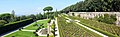 English: View at the Garden of Mirrors (lower level on the left), the Belvedere gardens (medium level in the center) and the cryptoporticus of the Villa of Emperor Domitian (which supports the upper level on the right).