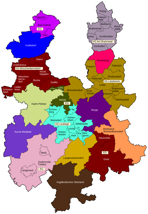 1. Januar 2012: Berga ist nicht mehr erfüllende Gemeinde für Mohlsdorf und Teichwolframsdorf, Zusammenschluss von Mohlsdorf und Teichwolframsdorf zu Mohlsdorf-Teichwolframsdorf