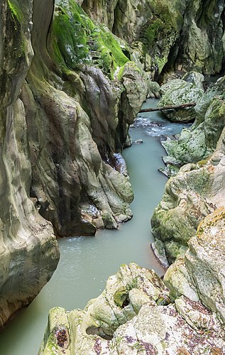 Gorges du Pont du Diable in commune of La Forclaz, Haute-Savoie, France