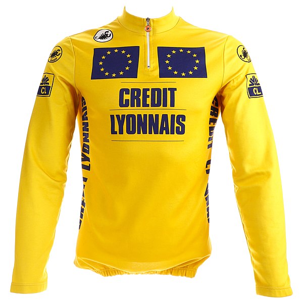 Maillot jaune from the 1993 Tour de la C.E.E. féminin, worn by winner Heidi Van De Vijver