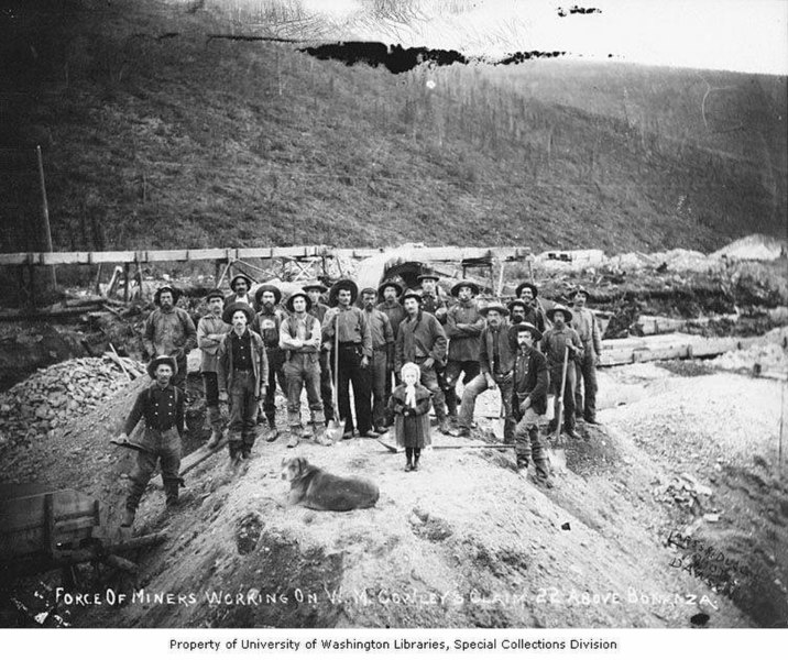 File:Group of miners at Claim No 22 above Bonanza Creek, near Dawson, Yukon Territory, circa 1900 (AL+CA 2713).jpg