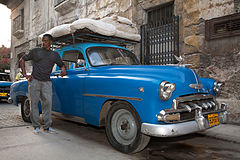 Vintage Chevrolet with a cargo of mattresses. Havana (La Habana), Cuba