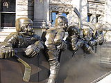 "Our Game" sculpture outside the Hockey Hall of Fame building