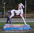 picture of the famous HolbeinPferdle in Freiburg (Breisgau) Germany This horse gets repainted on a regular basis by unknown people This is the actual painting on 25.01.2009