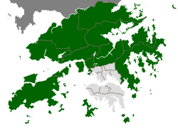 New Territories (in green) within Hong Kong