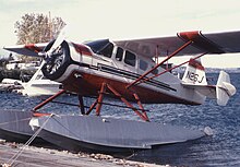 DGA-15P modified by the Jobmaster Company; floats and horizontal stabilizer finlets added for improved control - Renton, Seattle, October 1973 Howard DGA-15P N26J Renton 10.73.jpg