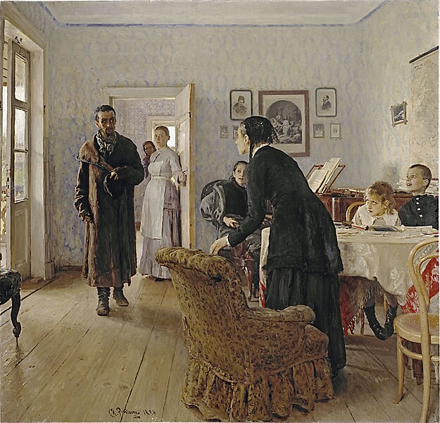 File:Ilya Repin Unexpected visitors.jpg