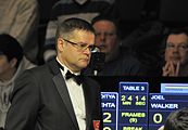 Deutsch: Bild aufgenommen in Berlin während des German Masters im Snooker 2014. Ingo Schmidt. English: Picture taken in Berlin during the Snooker German Masters in 2014. Ingo Schmidt.