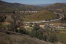 A BNSF train on the Tehachapi Loop, 2011 Intermodal train on Tehachapi Loop.jpg