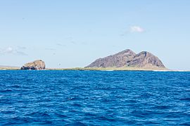 View of the island from the sea.