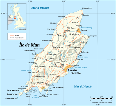 Carte de l’île de Man.