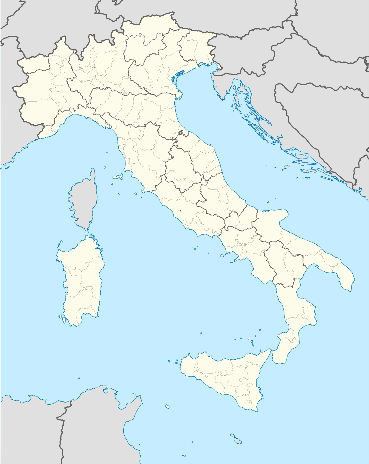 A map of italy with dots indicating World Heritage Sites