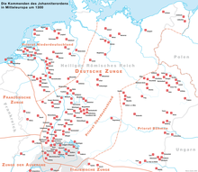 Commanderies of the German tongue in 1300 Johanniterorden Mitteleuropa 1300.png