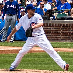 CHICAGO, IL - JULY 05: Chicago Cubs starting pitcher John Lackey (41) wipes  the ball during the game between the Tampa Bay Rays and the Chicago Cubs on  July 5, 2017 at