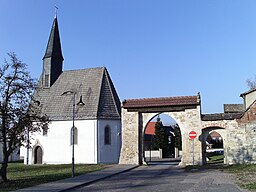St. Anne Chapel and gate of the former aristocratic estate in Kötschlitz (Leuna, district of Saalekreis, Saxony-Anhalt)