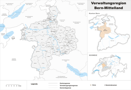 Karte Verwaltungsregion Bern Mittelland 2022