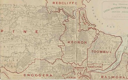 Map of Kedron Division and adjacent local government areas, March 1902 Kedron Division, March 1902.jpg