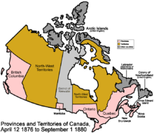 Map of Canada showing the District of Keewatin in 1876 (light gray) Keewatin1876.png