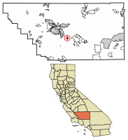 Location of Arvin in Kern County, California.
