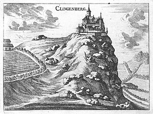 Klingenberg around 1674, engraving by GMVischer