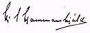 Signatur av Hjalmar Hammarskjöld