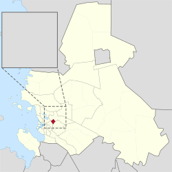Kaupungin kartta, jossa Korvensuora korostettuna.