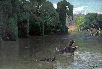 The Gallery of Trees Ulanga River, painting by Friedrich Wilhelm Kuhnert (1898) KuhnertGalleryofTrees.jpg