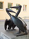 Animal sculpture "Pelicans", in the primary school yard