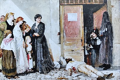 L'assasiné, 1876 (Huile sur toile ; esquisse ; Inv. La Boverie BA.WAL.05b.1913.2658 ; 65 × 100 cm), Liège, La Boverie