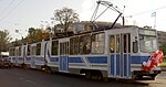 LVS-89 tram in Dobrolyubova prospect in Sint-Petersburg.jpg