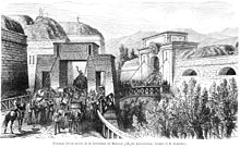 Departure of the Austrians from the fortress of Mantua Le Monde Illustre 1866 - Partenza degli austriaci da Mantova.jpg