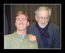 Tim Leaton and Steven Spielberg at a Motion Picture Editors Guild event - February 5th 2013, Los Angeles, CA. Leaton & Spielberg.jpg