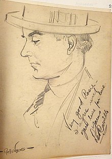 Leo Carrillo autographed drawing by Manuel Rosenberg for the Cincinnati Post, 1926