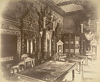 Library at Lakshmi Vilas Palace, 1890 photograph