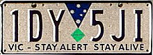 Green hybrid diamond sticker on a Victorian registered car Licence plate of Victoria 1DY5JI with Hybrid Logo.jpg