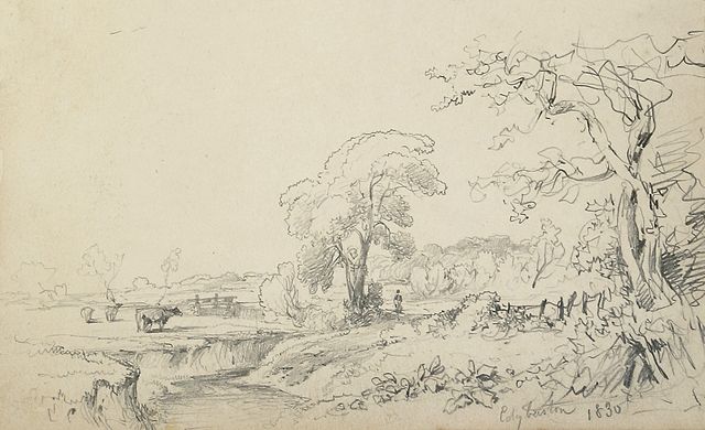 Cattle graze in Edgbaston in 1830