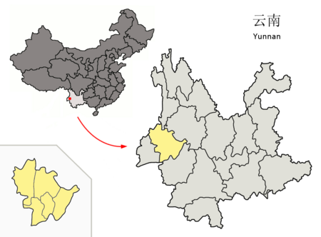 Location of Baoshan Prefecture within Yunnan (China).png