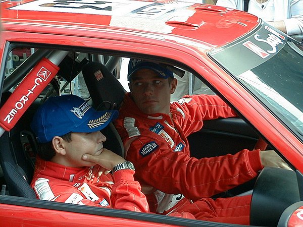 Loeb and Elena at the 2001 Rally Finland