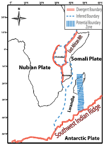Lwandle and its neighboring plates are shown. This figure is simplified, modified from Stamps et al. 2008. Lwandle plate and its neighboring plates 3.gif