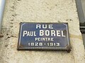 Plaque de la rue Paul-Borel, en mars 2019.