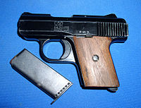 The MP-25 was made by Raven Arms, which has been referred to as the first of the "Ring of Fire" companies, those known for producing inexpensive handguns. MP25 1.jpg