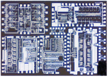 MPC consisting of five CMOS IC designs and few test N- and PMOS transistors for manufacturing acceptance MPC on Si.png