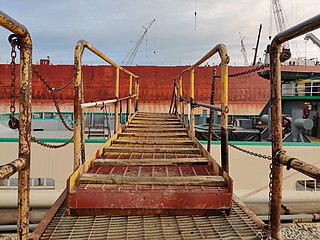 <span class="mw-page-title-main">Gangway (nautical)</span> Narrow walkway platform giving access to a ship or between querterdeck and forecastle